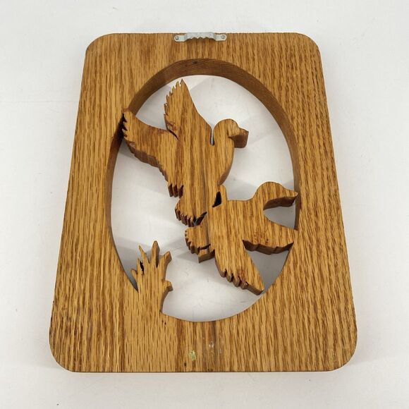 Vintage Bird Rustic Carved Wood Wall Hanging Plague Handmade - Picture 4 of 5